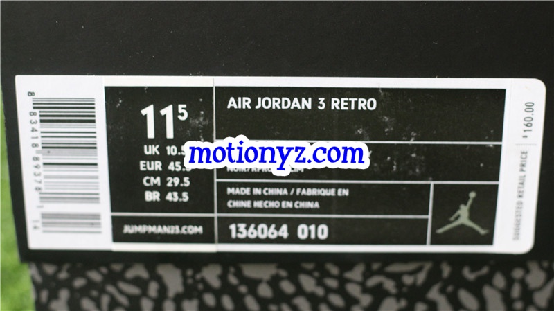 Authentic Air Jordan 3 Retro Black Cement